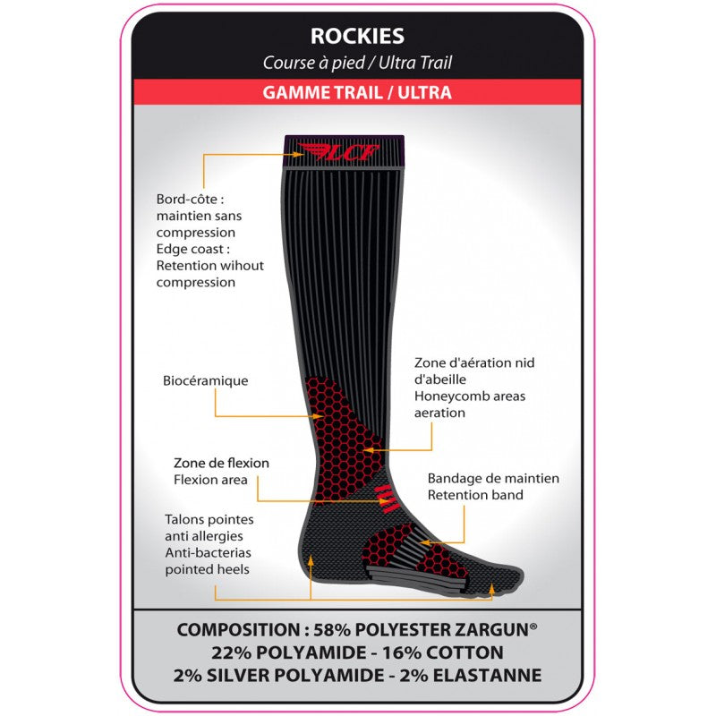 La Chaussette de France Running modele Rockies noir/rouge