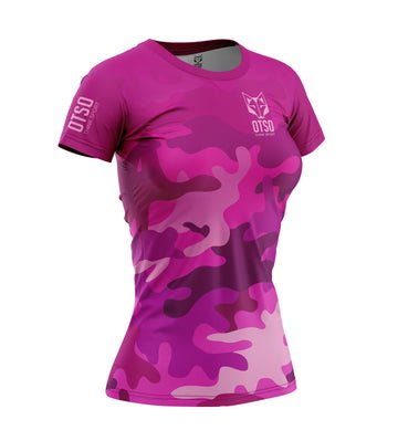 Tee-shirt manches courtes femme  Otso Camo rose