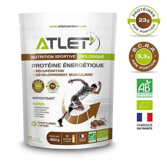 Protéine énergétique cacao 450g biologique Atlet