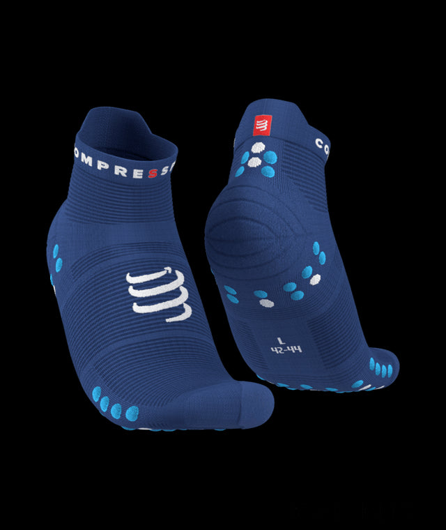 Chaussettes Compressport Pro Racing Socks v4.0 run Bleu et bleu fluo