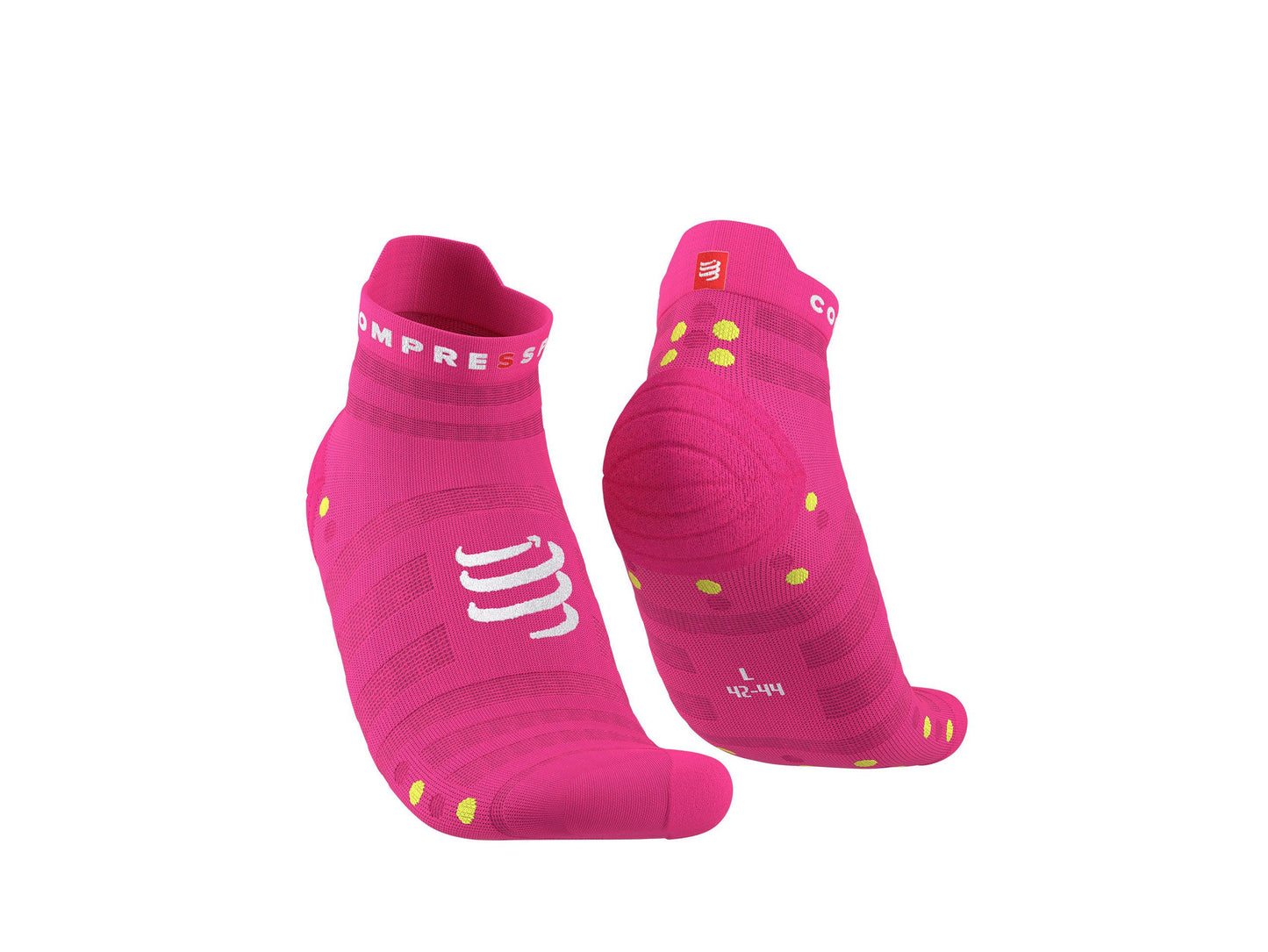 Chaussettes Compressport Ultralight Run V4 Rose fluo/summer green basses