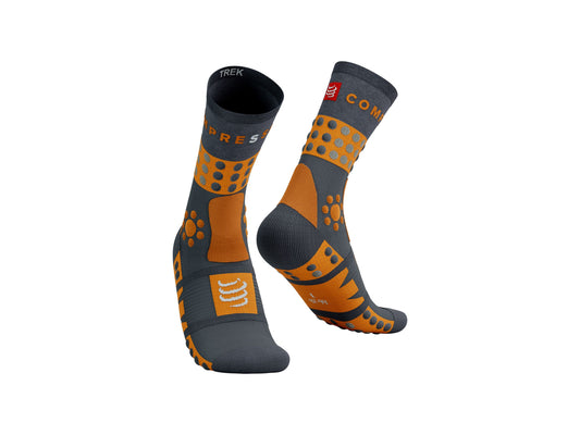 Chaussettes Compressport Trekking gris orange