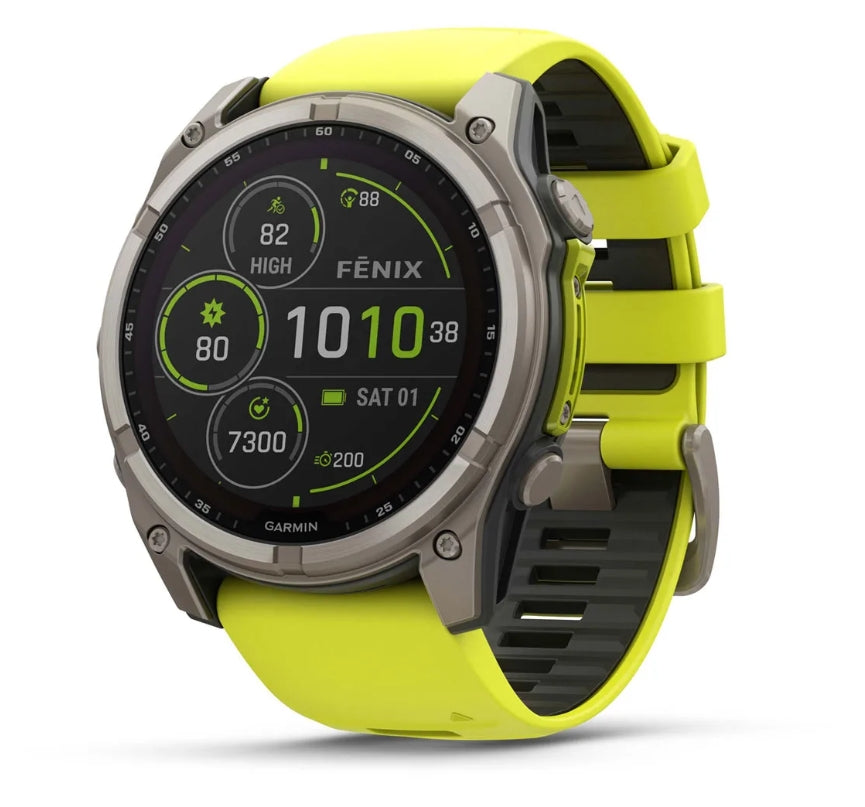 Montre cardio gps Garmin Forerunner fēnix 8 51 mm Solar, Sapphire jaune fluo