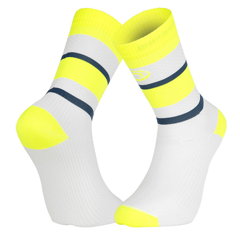 Chaussettes BV Sport Fluo blanc bleu marine