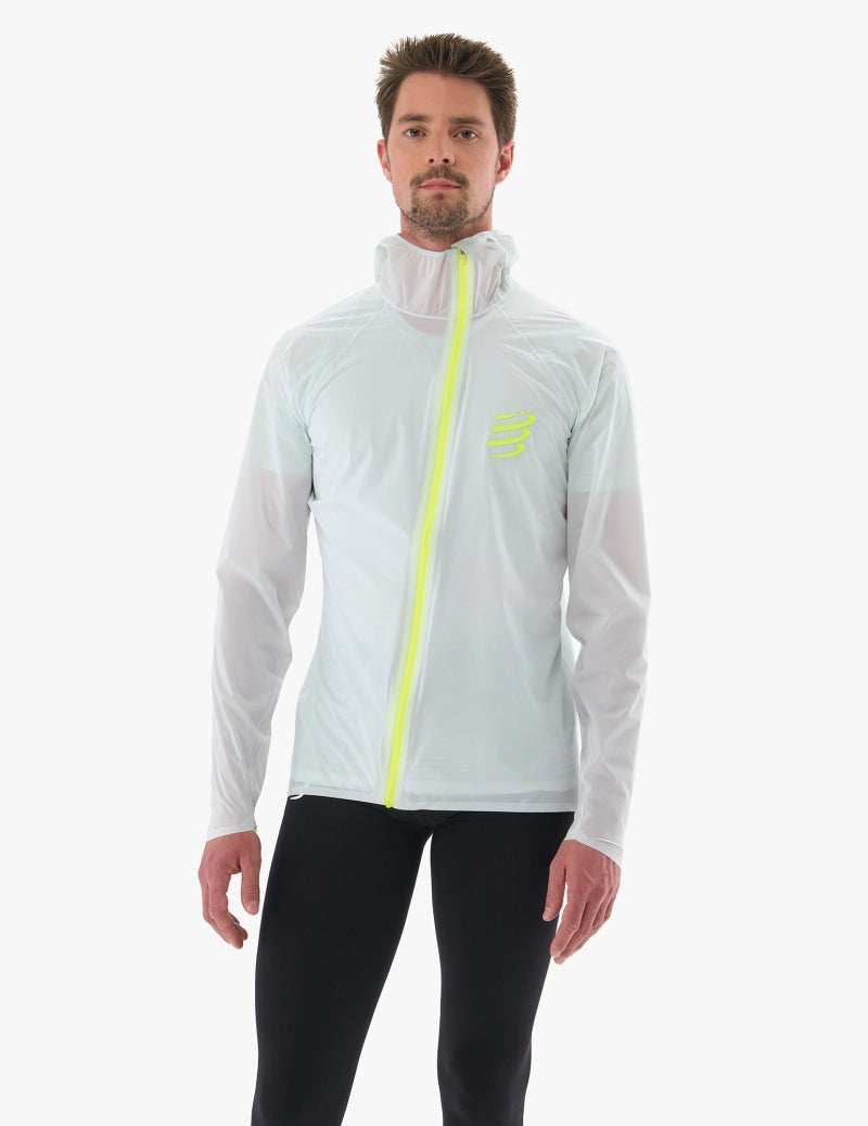 Veste imperméable Homme Compressport Hurricane  10/10 blanc Ice flow