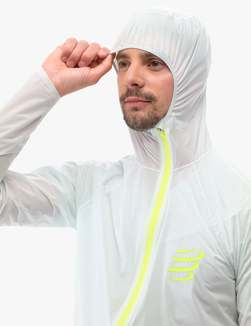 Veste imperméable Homme Compressport Hurricane  10/10 blanc Ice flow