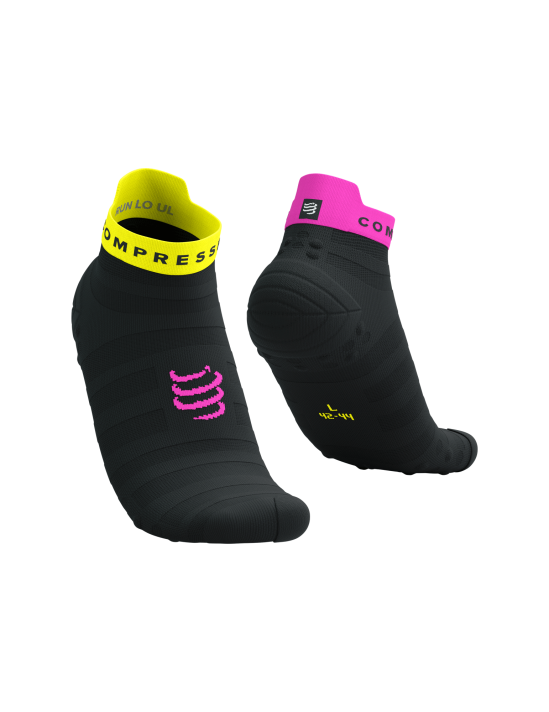 Chaussettes Compressport Pro Racing Socks v4.0 Noir et jaune/fushia