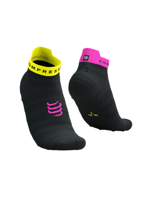 Chaussettes Compressport Pro Racing Socks v4.0 Noir et jaune/fushia