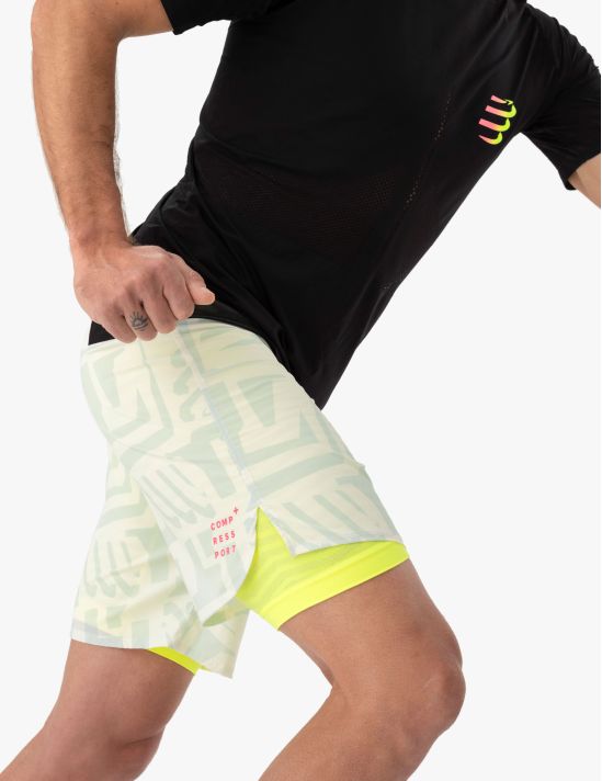 Short homme Compressport Trail Racing 2-In-1 Short M - Sugar Ice Print